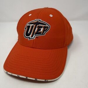Vintage UTEP Miners Hat Cap Strap Back Mens One Size Orange NCAA Football 90s